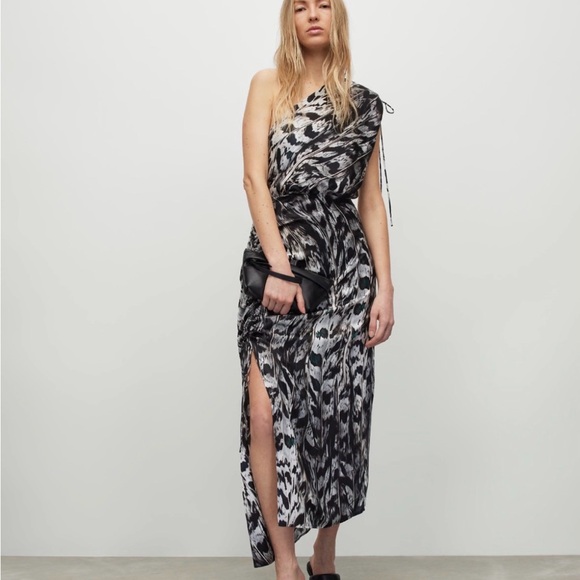 All Saints Laura Ines Silk Blend Printed Maxi Dress - Picture 2 of 5